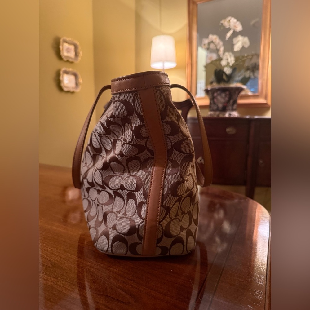 Coach Tan and Brown Signature Tote - Picture 2 of 5